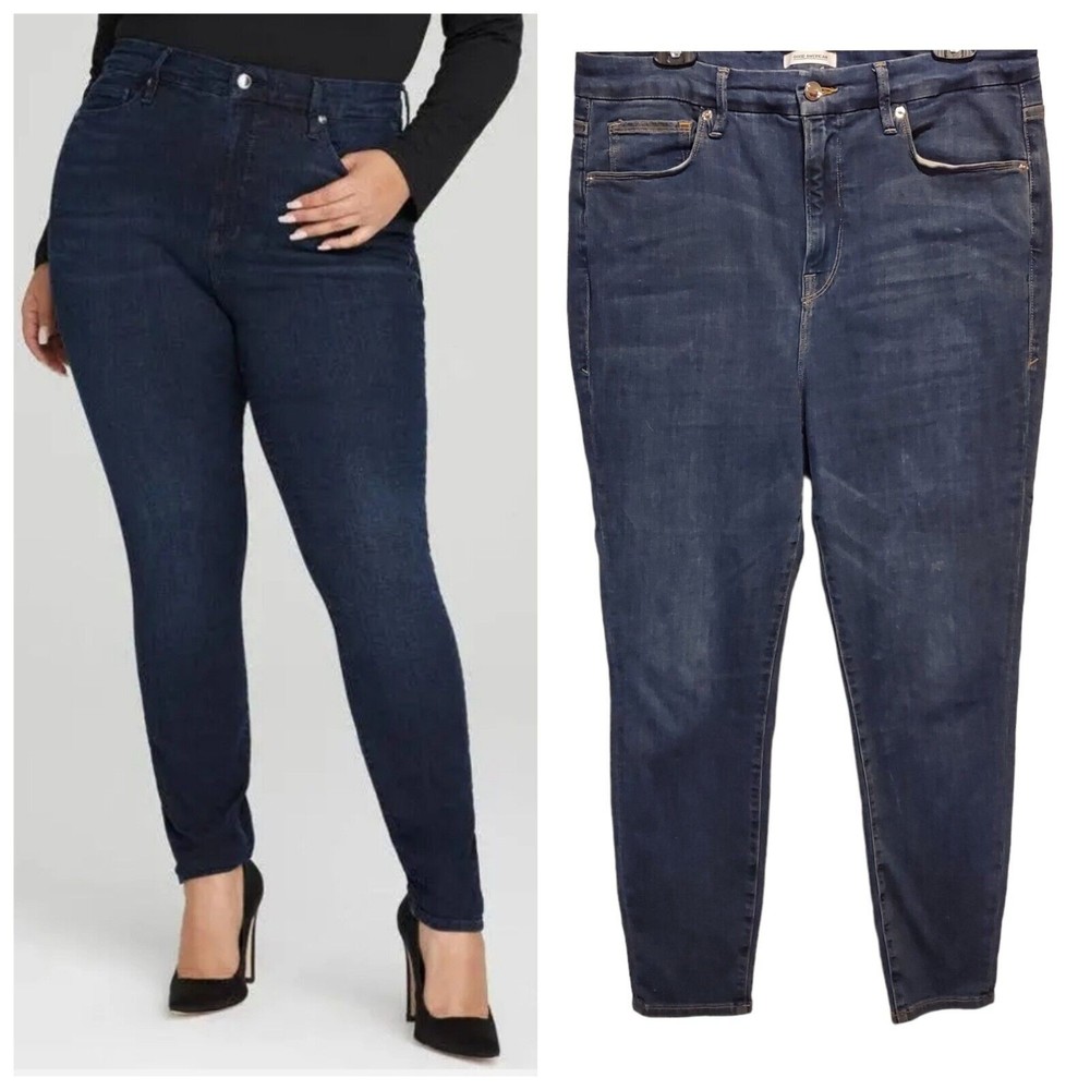 Good American Boyfriend Jeans in Dark Blue Wash